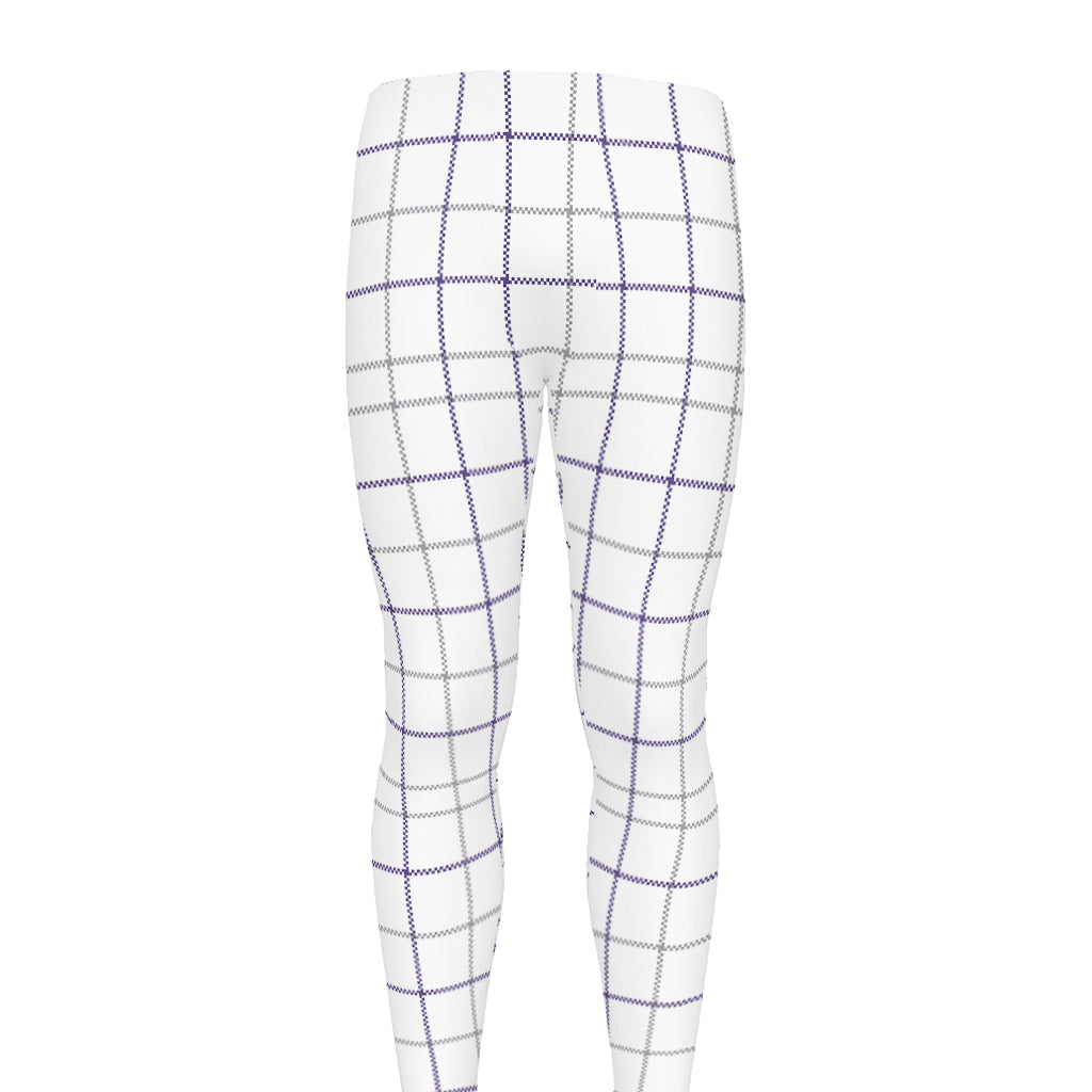 White Grey And Purple Tattersall Print Men's leggings