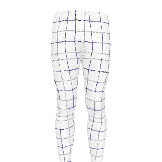 White Grey And Purple Tattersall Print Men's leggings