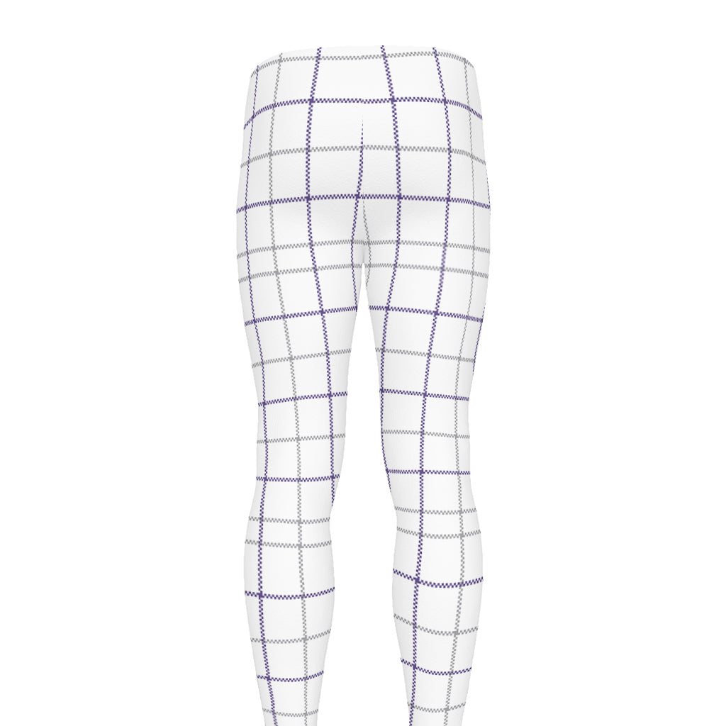 White Grey And Purple Tattersall Print Men's leggings