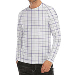 White Grey And Purple Tattersall Print Men's Long Sleeve Rash Guard