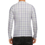 White Grey And Purple Tattersall Print Men's Long Sleeve Rash Guard