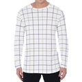 White Grey And Purple Tattersall Print Men's Long Sleeve T-Shirt