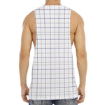 White Grey And Purple Tattersall Print Men's Muscle Tank Top