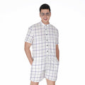 White Grey And Purple Tattersall Print Men's Romper