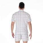 White Grey And Purple Tattersall Print Men's Rompers
