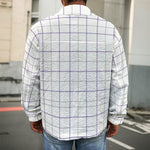 White Grey And Purple Tattersall Print Men's Shirt Jacket