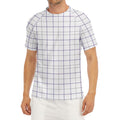 White Grey And Purple Tattersall Print Men's Short Sleeve Rash Guard