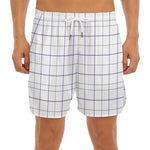 White Grey And Purple Tattersall Print Men's Split Running Shorts