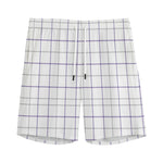 White Grey And Purple Tattersall Print Men's Sports Shorts