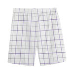 White Grey And Purple Tattersall Print Men's Sports Shorts