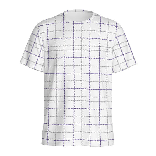 White Grey And Purple Tattersall Print Men's Sports T-Shirt