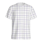 White Grey And Purple Tattersall Print Men's Sports T-Shirt