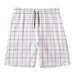 White Grey And Purple Tattersall Print Men's Swim Trunks
