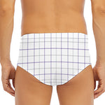 White Grey And Purple Tattersall Print Men's Triangle Swim Briefs