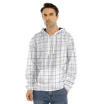 White Grey And Purple Tattersall Print Men's Velvet Pullover Hoodie