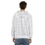 White Grey And Purple Tattersall Print Men's Velvet Pullover Hoodie