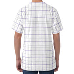 White Grey And Purple Tattersall Print Men's Velvet T-Shirt