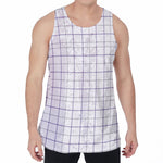 White Grey And Purple Tattersall Print Men's Velvet Tank Top