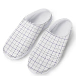 White Grey And Purple Tattersall Print Mesh Casual Shoes