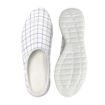 White Grey And Purple Tattersall Print Mesh Casual Shoes