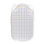 White Grey And Purple Tattersall Print Mesh Laundry Hamper