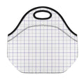 White Grey And Purple Tattersall Print Neoprene Lunch Bag