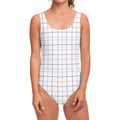 White Grey And Purple Tattersall Print One Piece Swimsuit