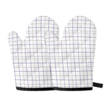 White Grey And Purple Tattersall Print Oven Mitts