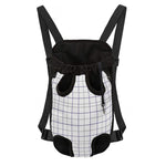 White Grey And Purple Tattersall Print Pet Carrier Backpack