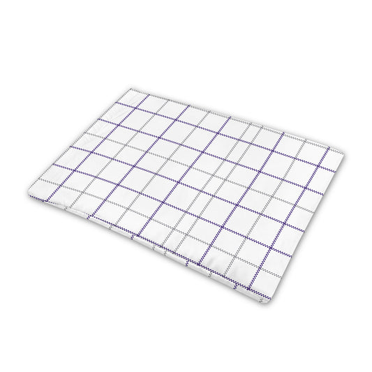 White Grey And Purple Tattersall Print Pet Cooling Mat Cover