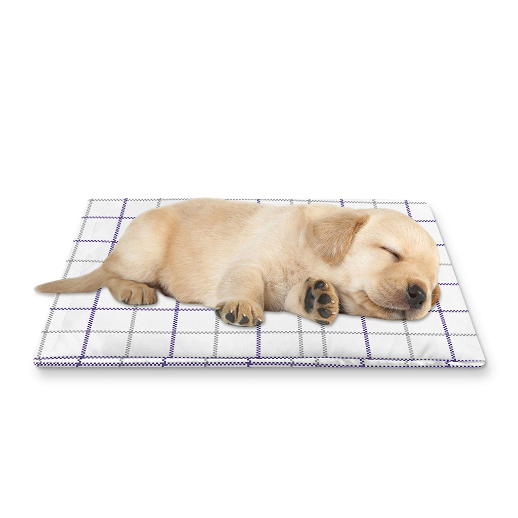 White Grey And Purple Tattersall Print Pet Cooling Mat Cover