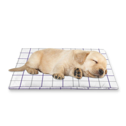 White Grey And Purple Tattersall Print Pet Cooling Mat Cover