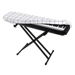 White Grey And Purple Tattersall Print Piano Keyboard Cover