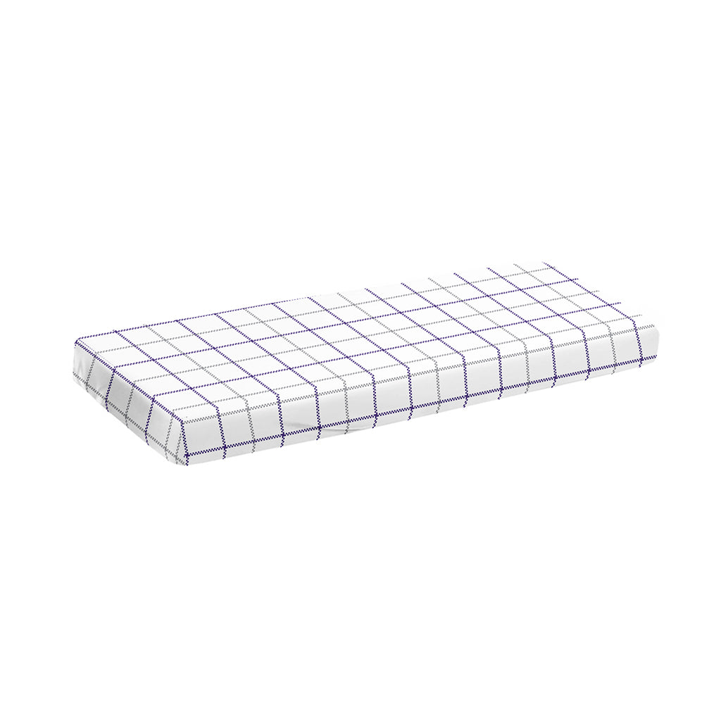 White Grey And Purple Tattersall Print Piano Keyboard Cover