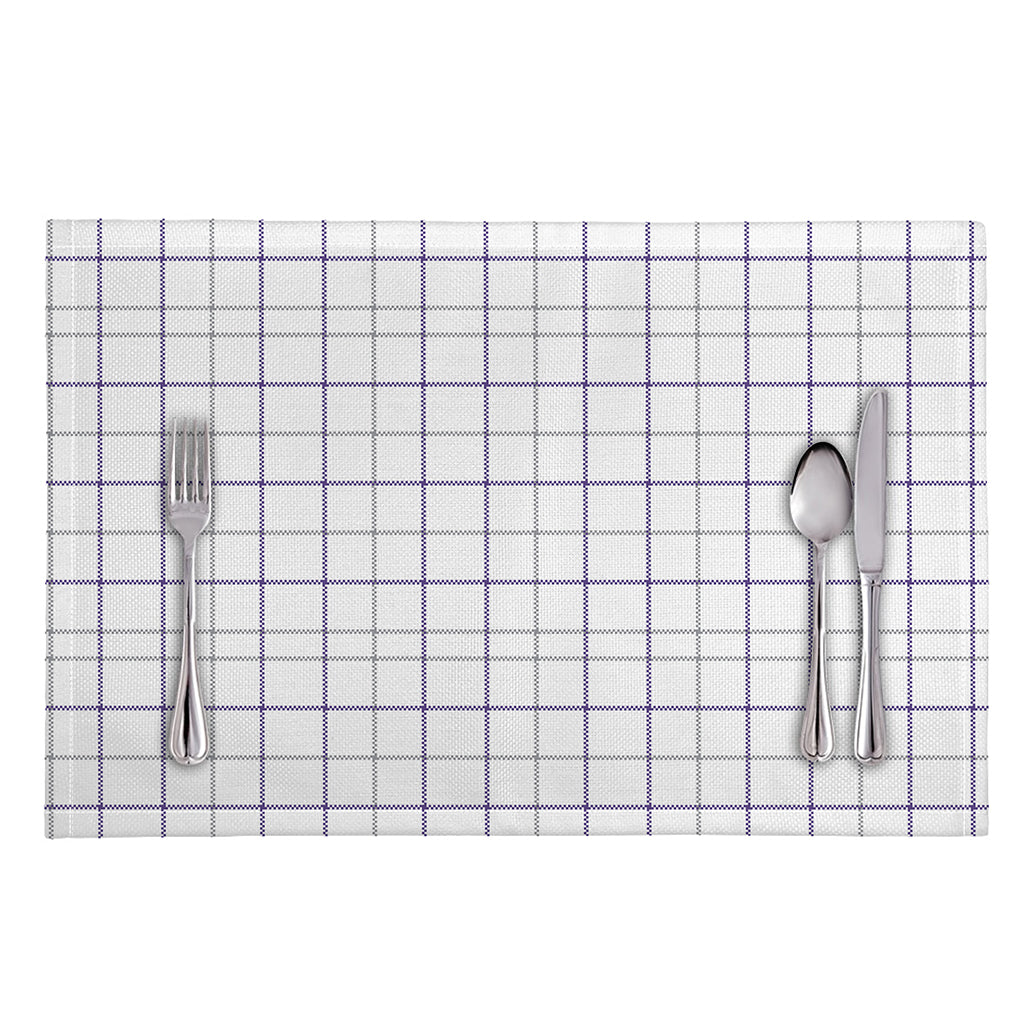 White Grey And Purple Tattersall Print Placemat