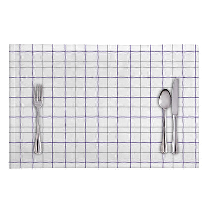 White Grey And Purple Tattersall Print Placemat