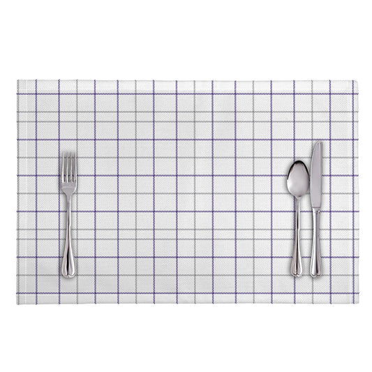 White Grey And Purple Tattersall Print Placemat