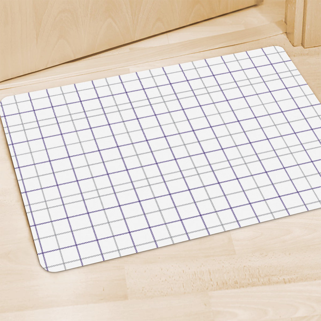 White Grey And Purple Tattersall Print Polyester Doormat