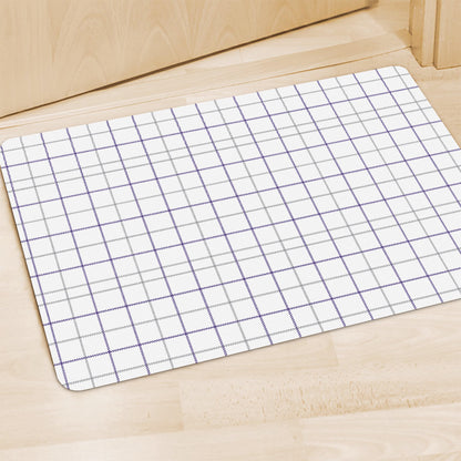 White Grey And Purple Tattersall Print Polyester Doormat