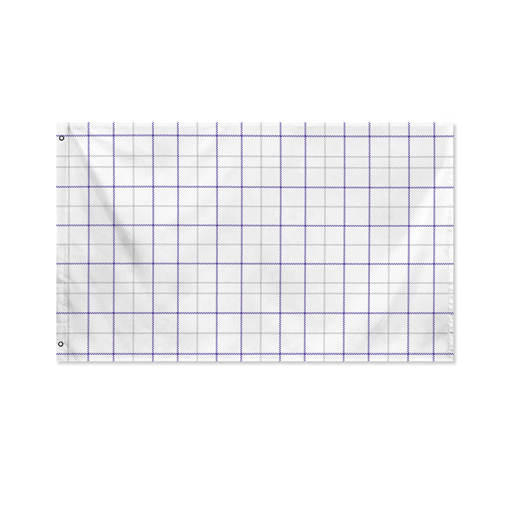 White Grey And Purple Tattersall Print Polyester Flag