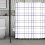 White Grey And Purple Tattersall Print Polyester Shower Curtain