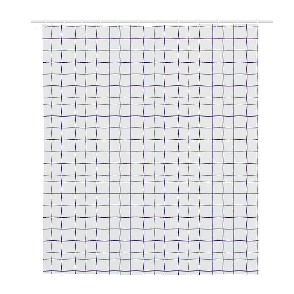 White Grey And Purple Tattersall Print Polyester Shower Curtain