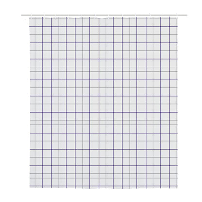 White Grey And Purple Tattersall Print Polyester Shower Curtain