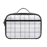 White Grey And Purple Tattersall Print Portable Lunch Bag