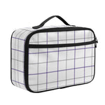 White Grey And Purple Tattersall Print Portable Lunch Bag