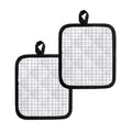 White Grey And Purple Tattersall Print Pot Holders