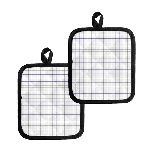 White Grey And Purple Tattersall Print Pot Holders
