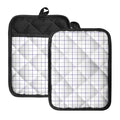 White Grey And Purple Tattersall Print Pot Holders With Pocket