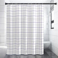 White Grey And Purple Tattersall Print Premium Shower Curtain