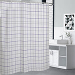 White Grey And Purple Tattersall Print Premium Shower Curtain